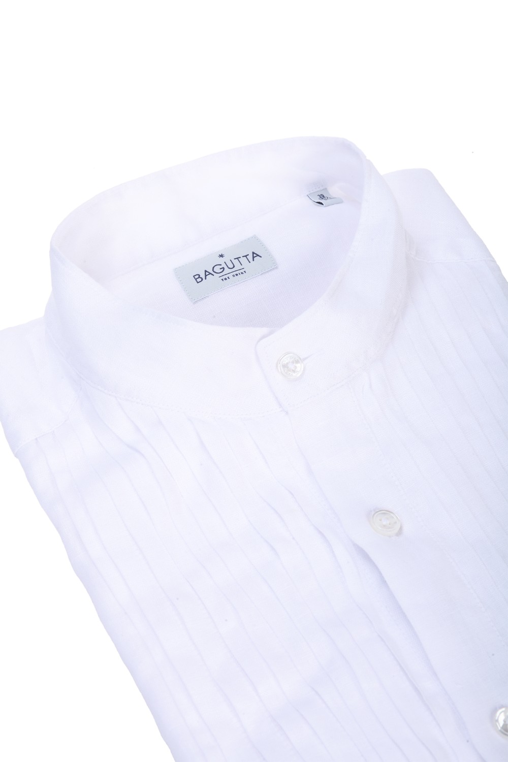 shop BAGUTTA Saldi Camicia: Bagutta camicia bianca.
Pieghe plissè sul davanti.
Vestibilità slim.
Collo coreano.
100% lino.. TROPEZ EBL CN0045-001 number 5965119